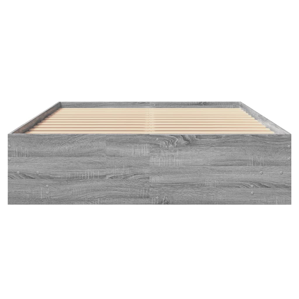 Bed Frame without Mattress Grey Sonoma 135x190 cm Double Engineered Wood