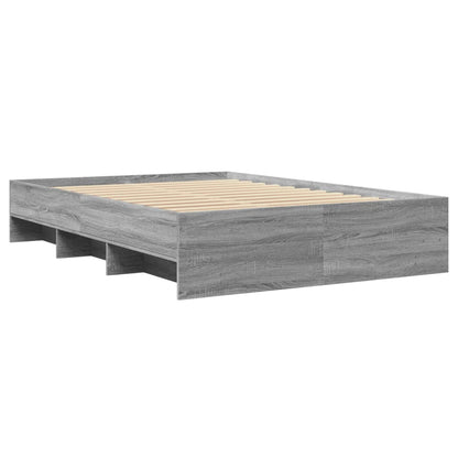 Bed Frame without Mattress Grey Sonoma 135x190 cm Double Engineered Wood