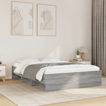 Bed Frame without Mattress Grey Sonoma 135x190 cm Double Engineered Wood