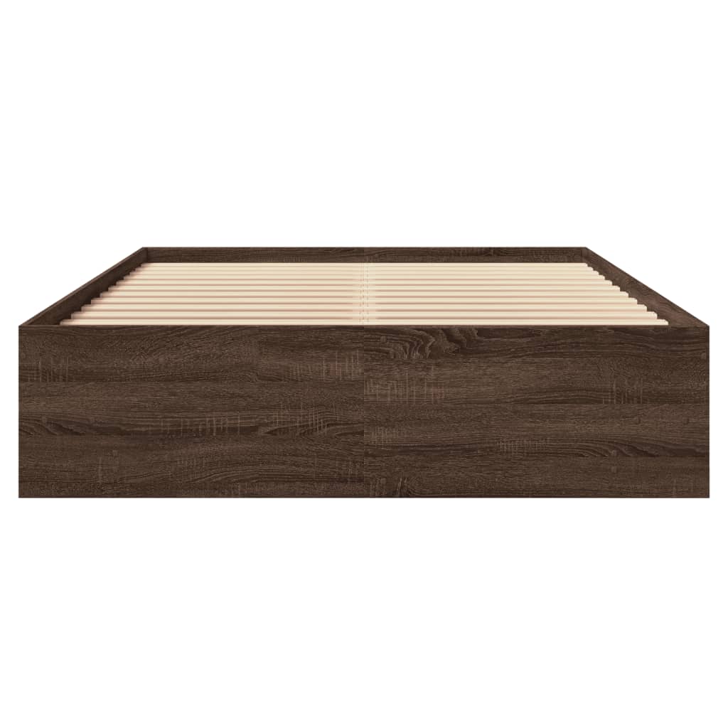 Bed Frame without Mattress Brown Oak 135x190 cm Double Engineered Wood
