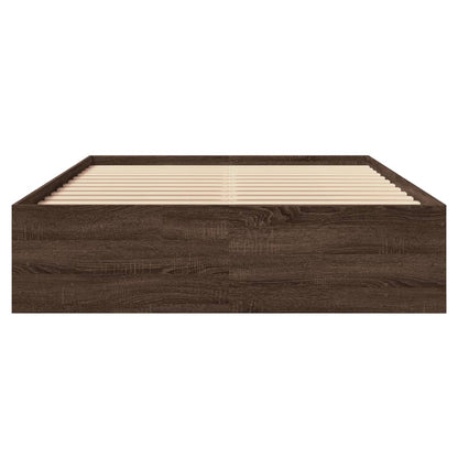 Bed Frame without Mattress Brown Oak 135x190 cm Double Engineered Wood