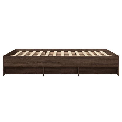 Bed Frame without Mattress Brown Oak 135x190 cm Double Engineered Wood