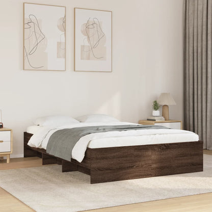 Bed Frame without Mattress Brown Oak 135x190 cm Double Engineered Wood