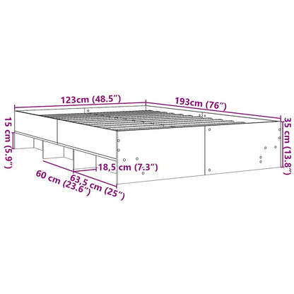 Bed Frame without Mattress Smoked Oak 120x190cm Engineered Wood