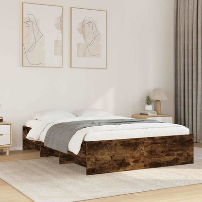 Bed Frame | Smoked Oak | Engineered Wood | Small Double | Storage