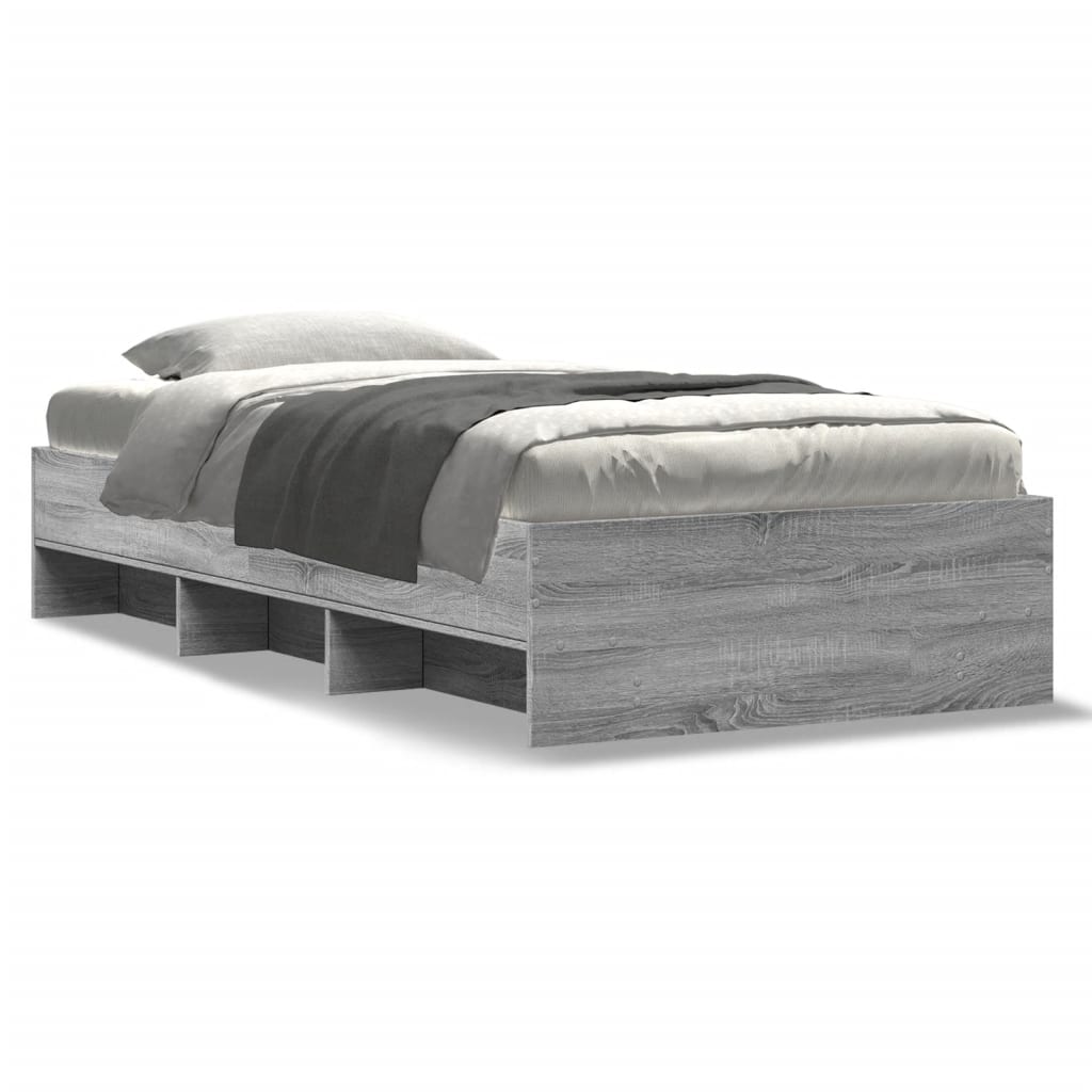 Bed Frame without Mattress Grey Sonoma 90x190 cm Single Engineered Wood