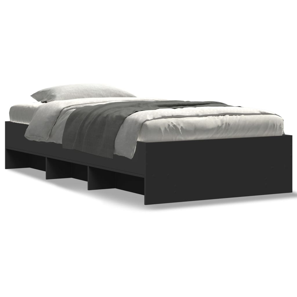 Bed Frame without Mattress Black 75x190 cm Small Single Engineered Wood
