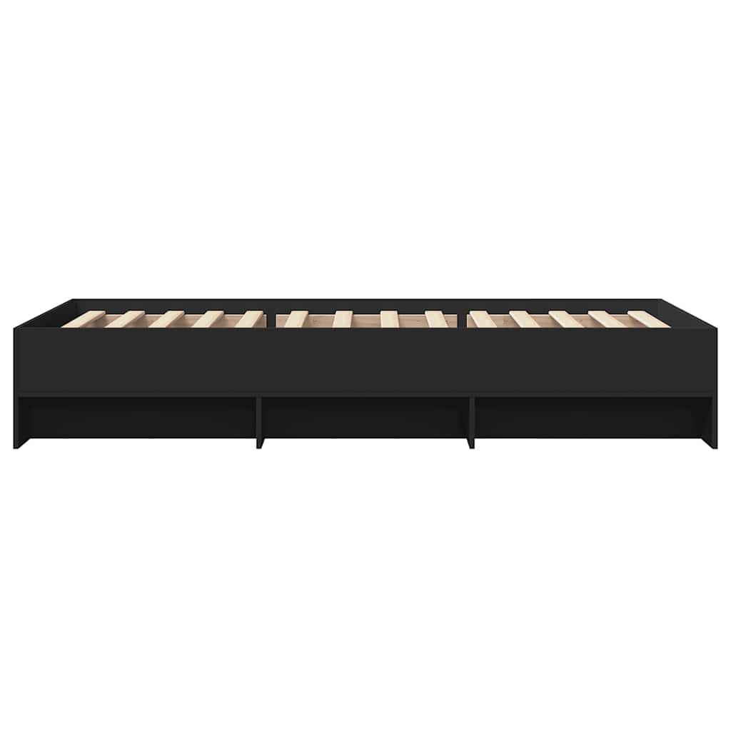 Bed Frame without Mattress Black 75x190 cm Small Single Engineered Wood