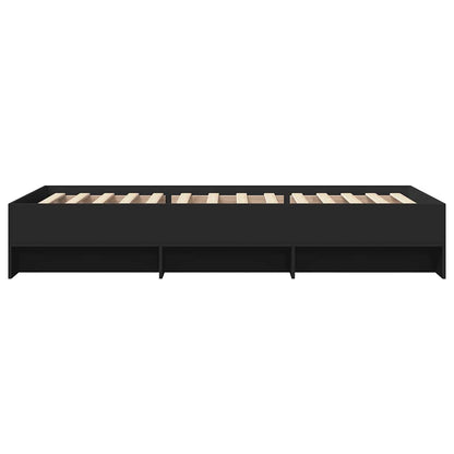 Bed Frame without Mattress Black 75x190 cm Small Single Engineered Wood