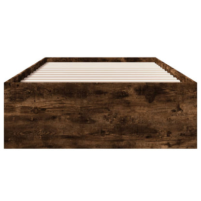 Bed Frame without Mattress Smoked Oak 75x190 cm Small Single Engineered Wood