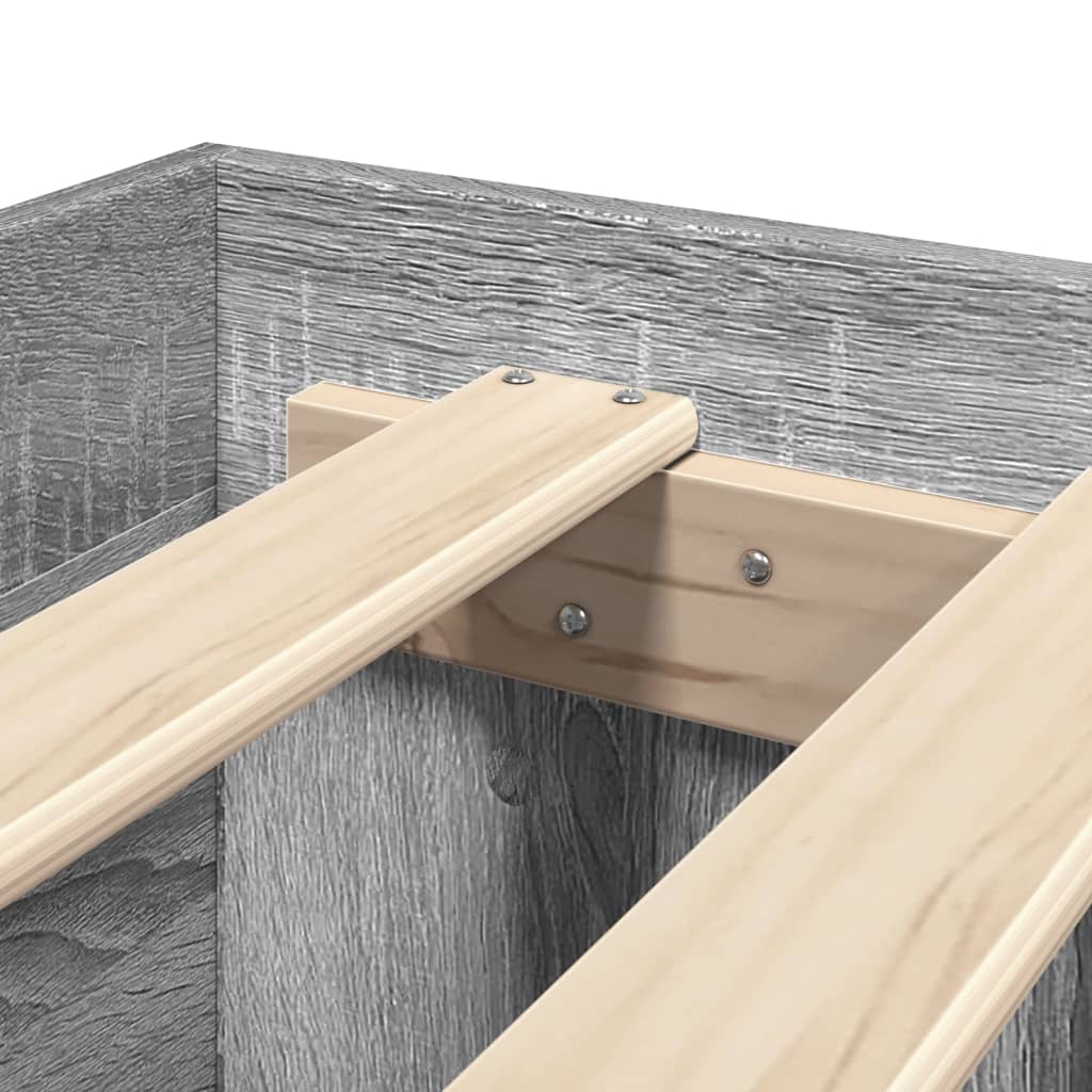 Bed Frame without Mattress Grey Sonoma 75x190 cm Small Single Engineered Wood