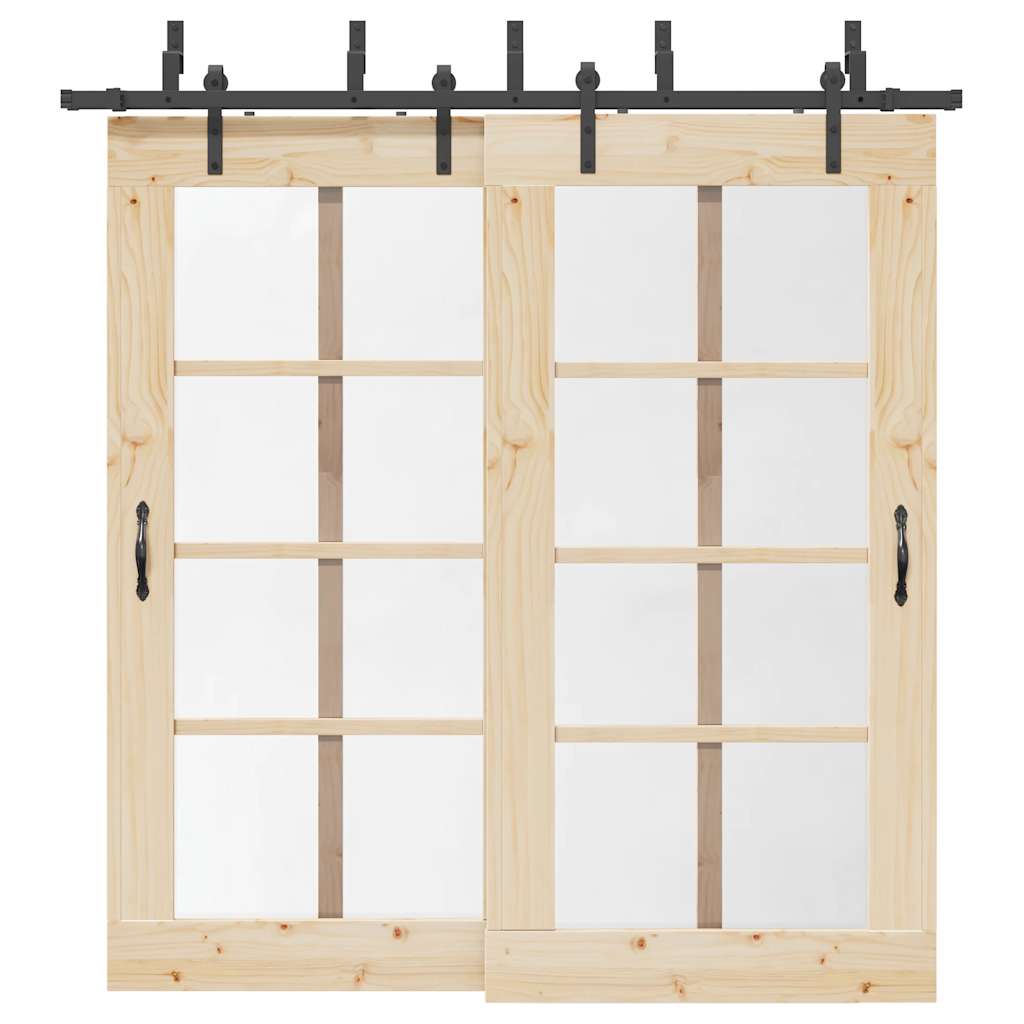 Sliding Door Hardware Kit 213,5 cm Steel Black