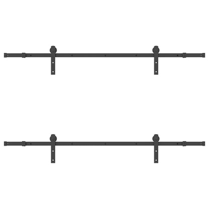Sliding Door Hardware Kit 200 cm Steel Black