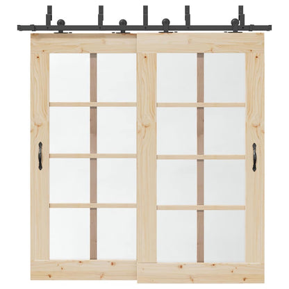 Sliding Door Hardware Kit 213,5 cm Steel Black