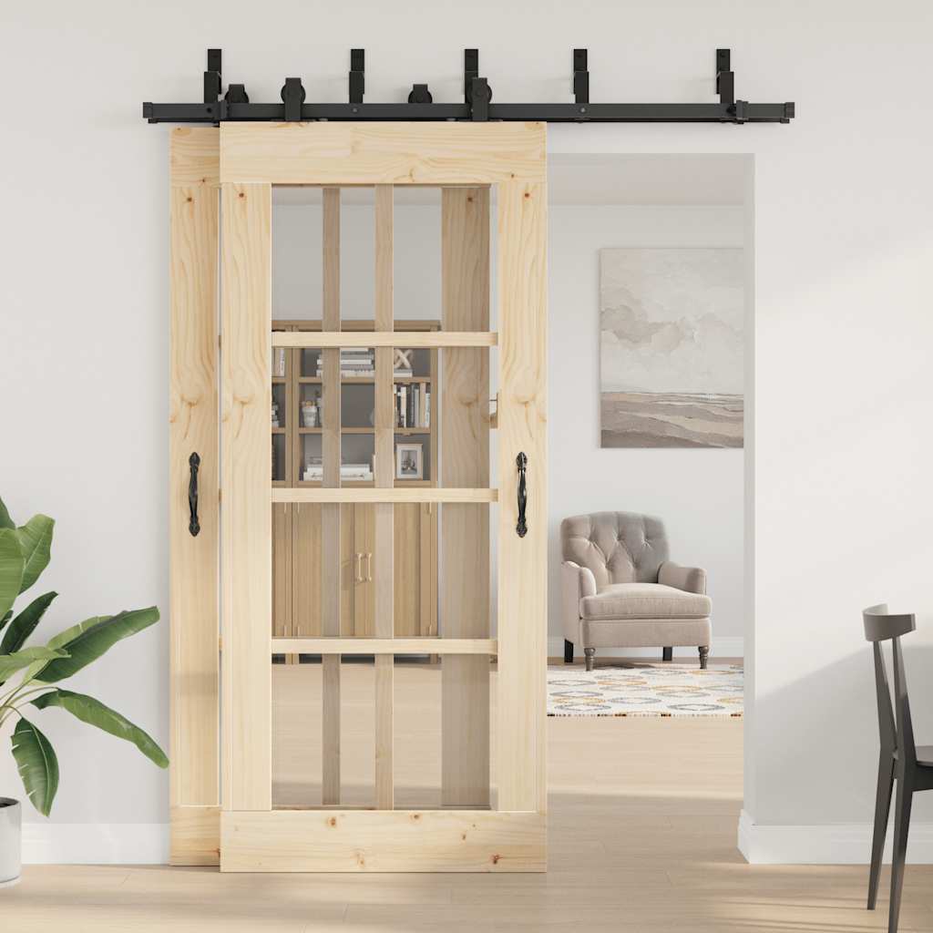 Sliding Door Hardware Kit 183 cm Steel Black