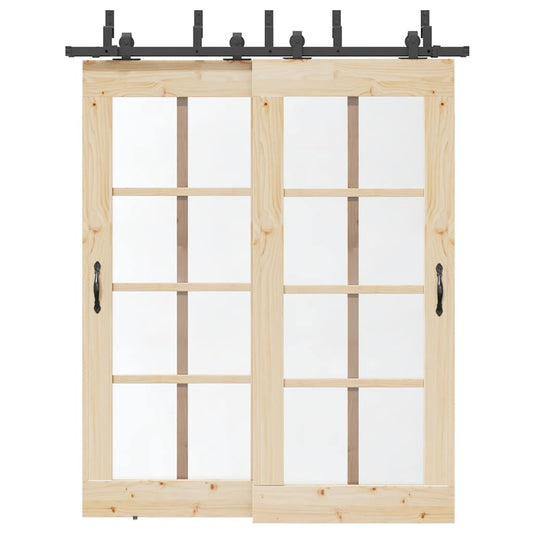 Sliding Door Hardware Kit 183 cm Steel Black