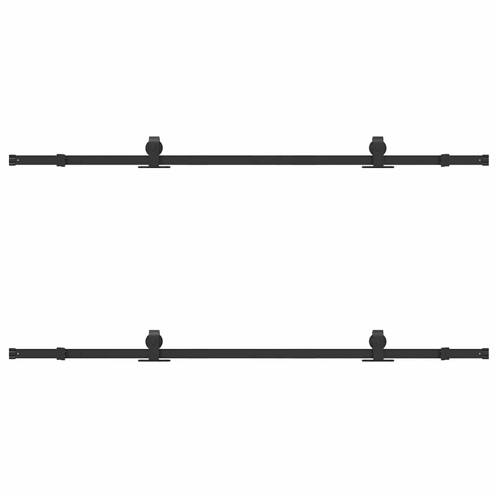 Sliding Door Hardware Kit 200 cm Steel Black