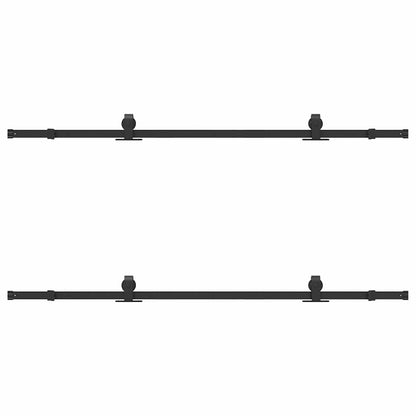 Sliding Door Hardware Kit 200 cm Steel Black