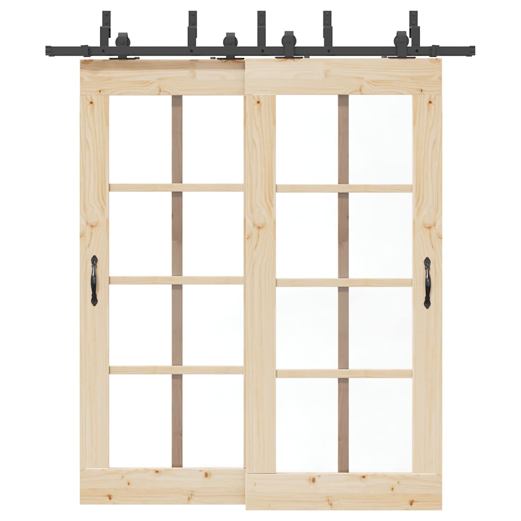 Sliding Door Hardware Kit 200 cm Steel Black