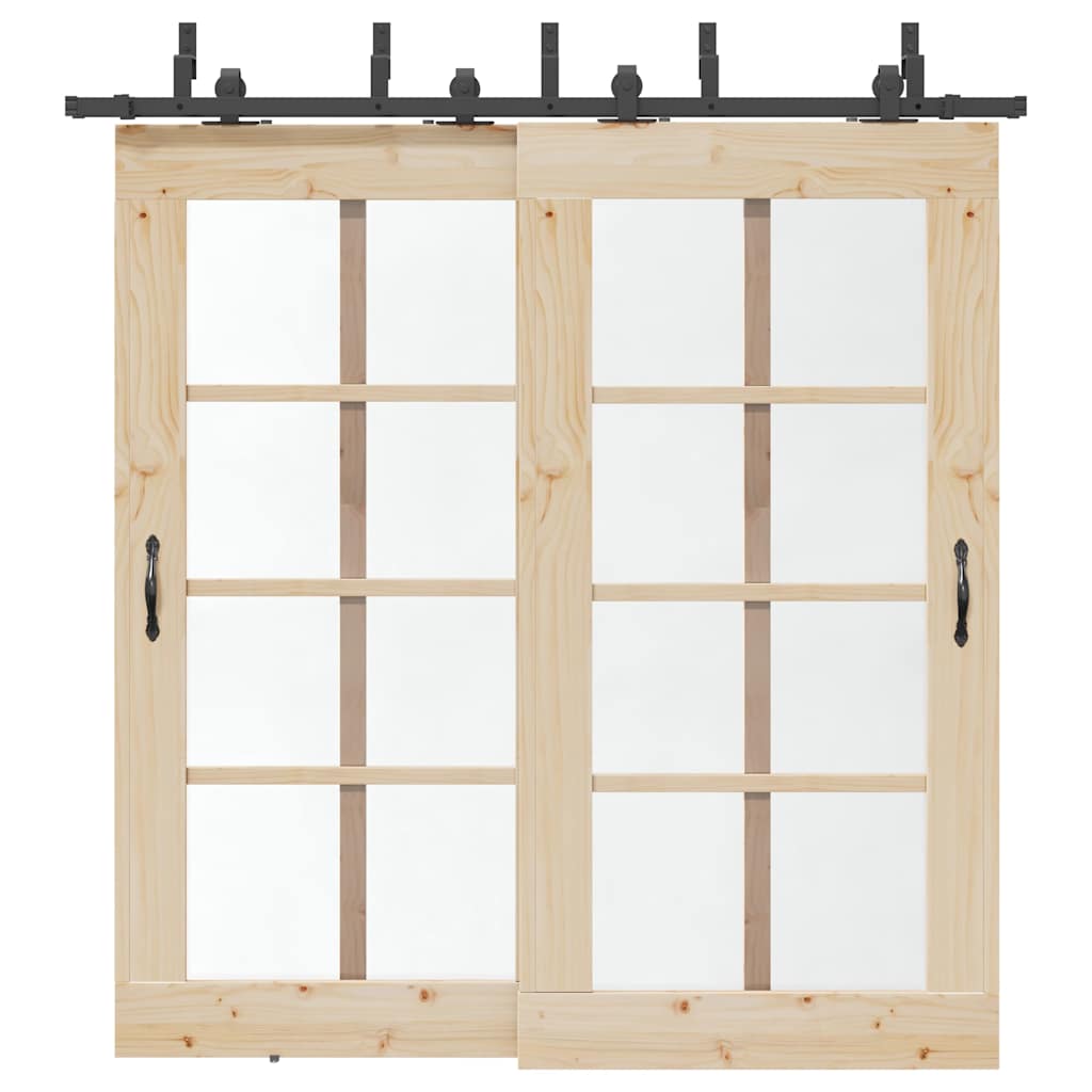 Sliding Door Hardware Kit 213,5 cm Steel Black