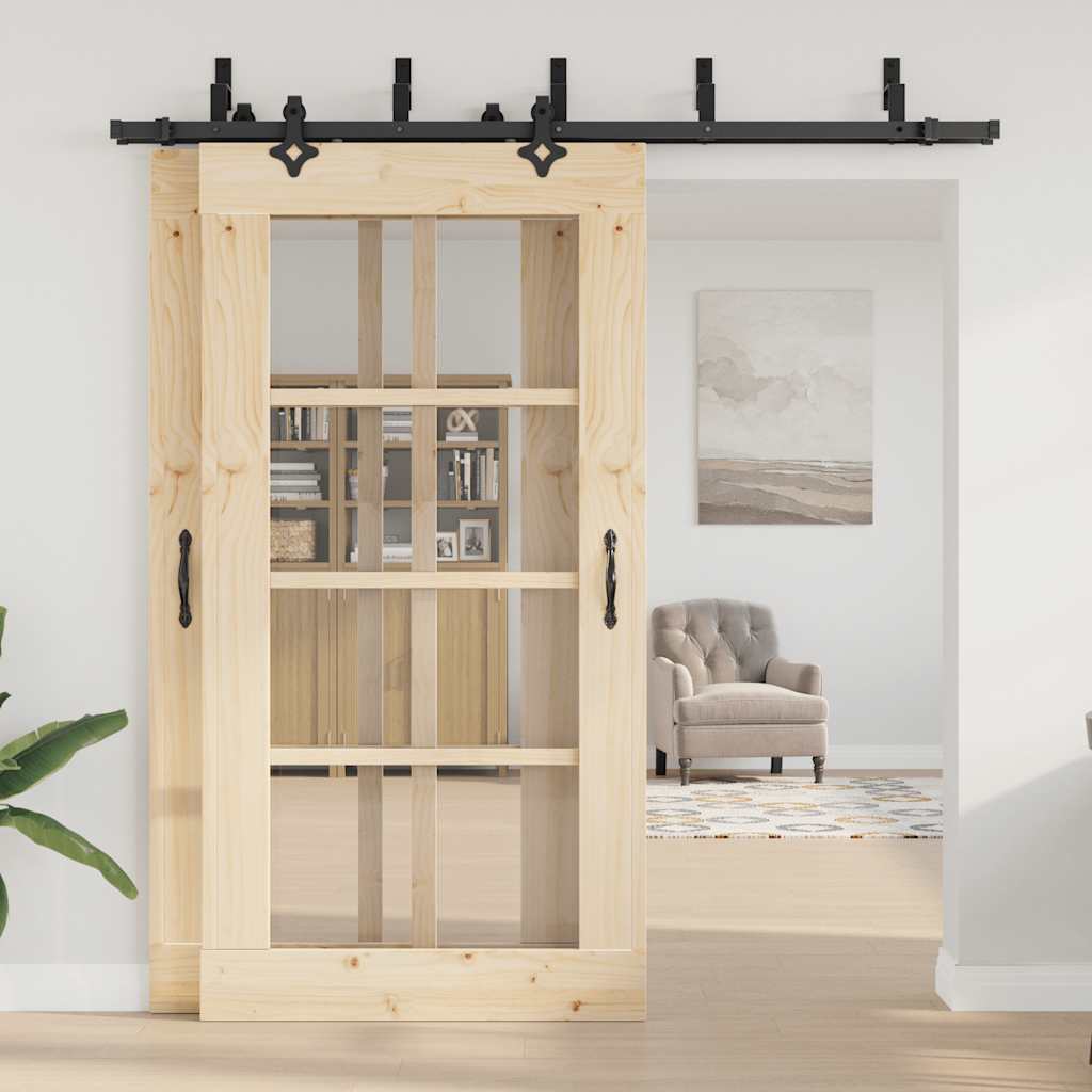 Sliding Door Hardware Kit 213,5 cm Steel Black