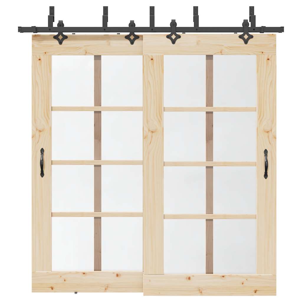 Sliding Door Hardware Kit 213,5 cm Steel Black