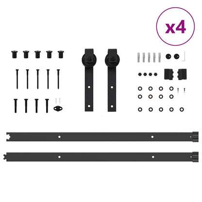 Sliding Door Hardware Kit 427 cm Steel Black