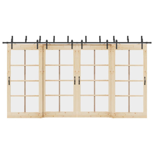 Sliding Door Hardware Kit 427 cm Steel Black