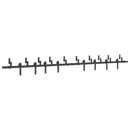 Sliding Door Hardware Kit 366 cm Steel Black