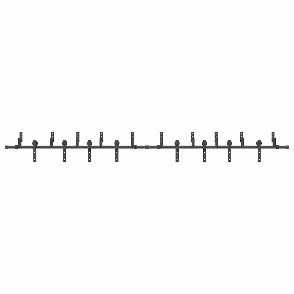 Sliding Door Hardware Kit 366 cm Steel Black
