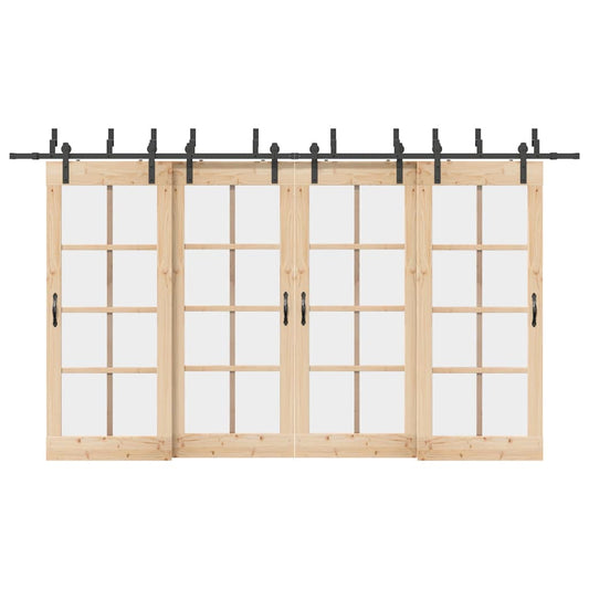 Sliding Door Hardware Kit 400 cm Steel Black