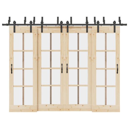 Sliding Door Hardware Kit 305 cm Steel Black