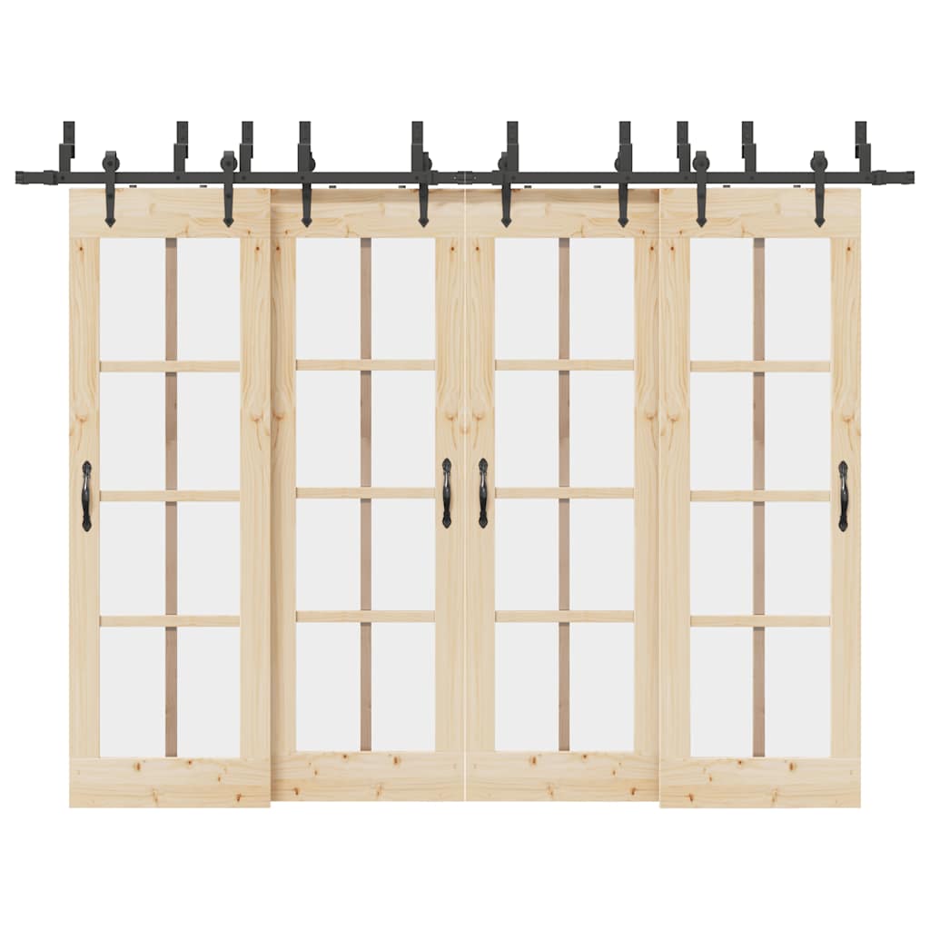Sliding Door Hardware Kit 305 cm Steel Black