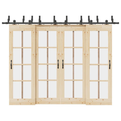 Sliding Door Hardware Kit 305 cm Steel Black