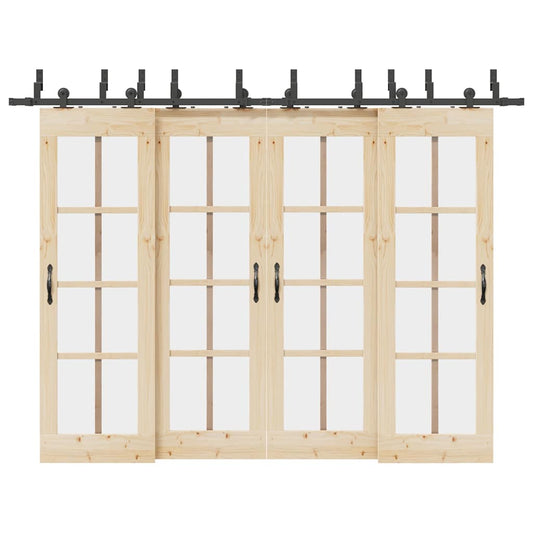 Sliding Door Hardware Kit 305 cm Steel Black