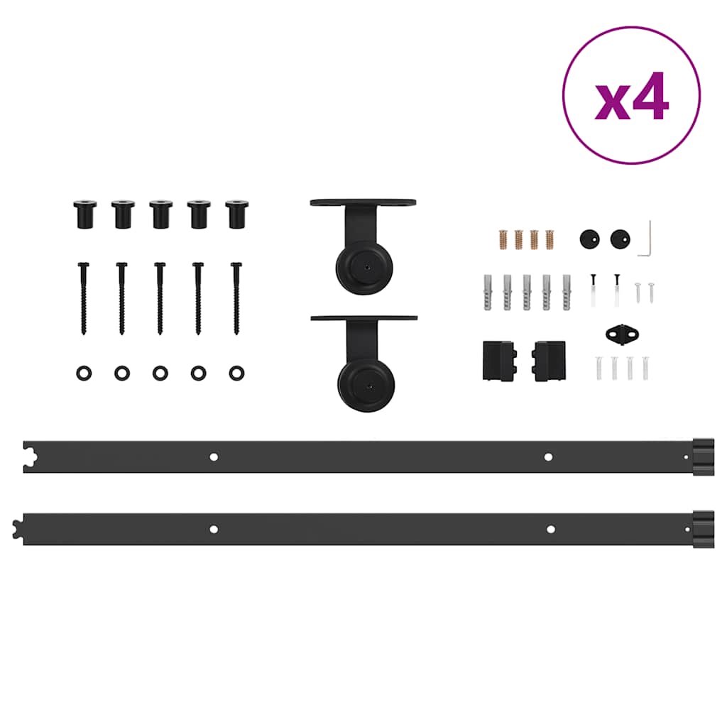 Sliding Door Hardware Kit 427 cm Steel Black