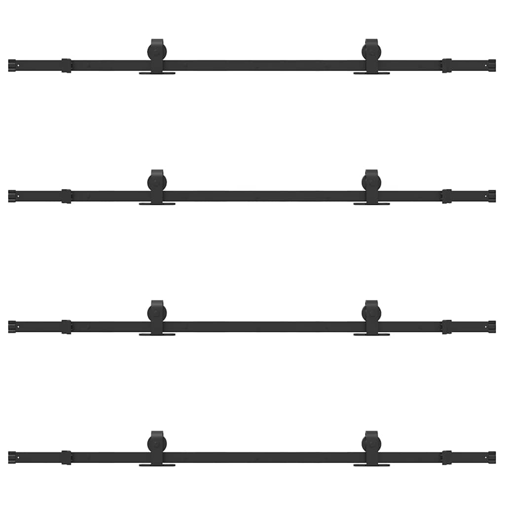 Sliding Door Hardware Kit 366 cm Steel Black