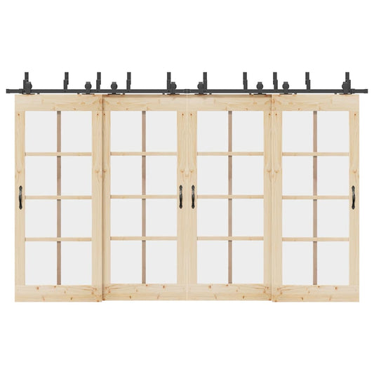 Sliding Door Hardware Kit 366 cm Steel Black