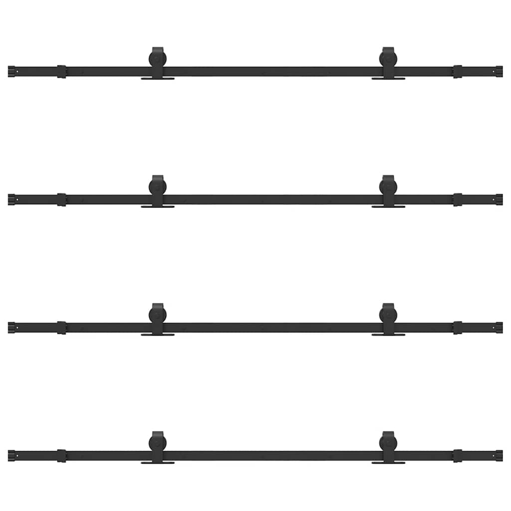 Sliding Door Hardware Kit 400 cm Steel Black