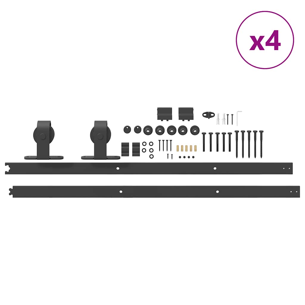 Sliding Door Hardware Kit 400 cm Steel Black