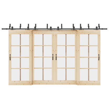 Sliding Door Hardware Kit 400 cm Steel Black