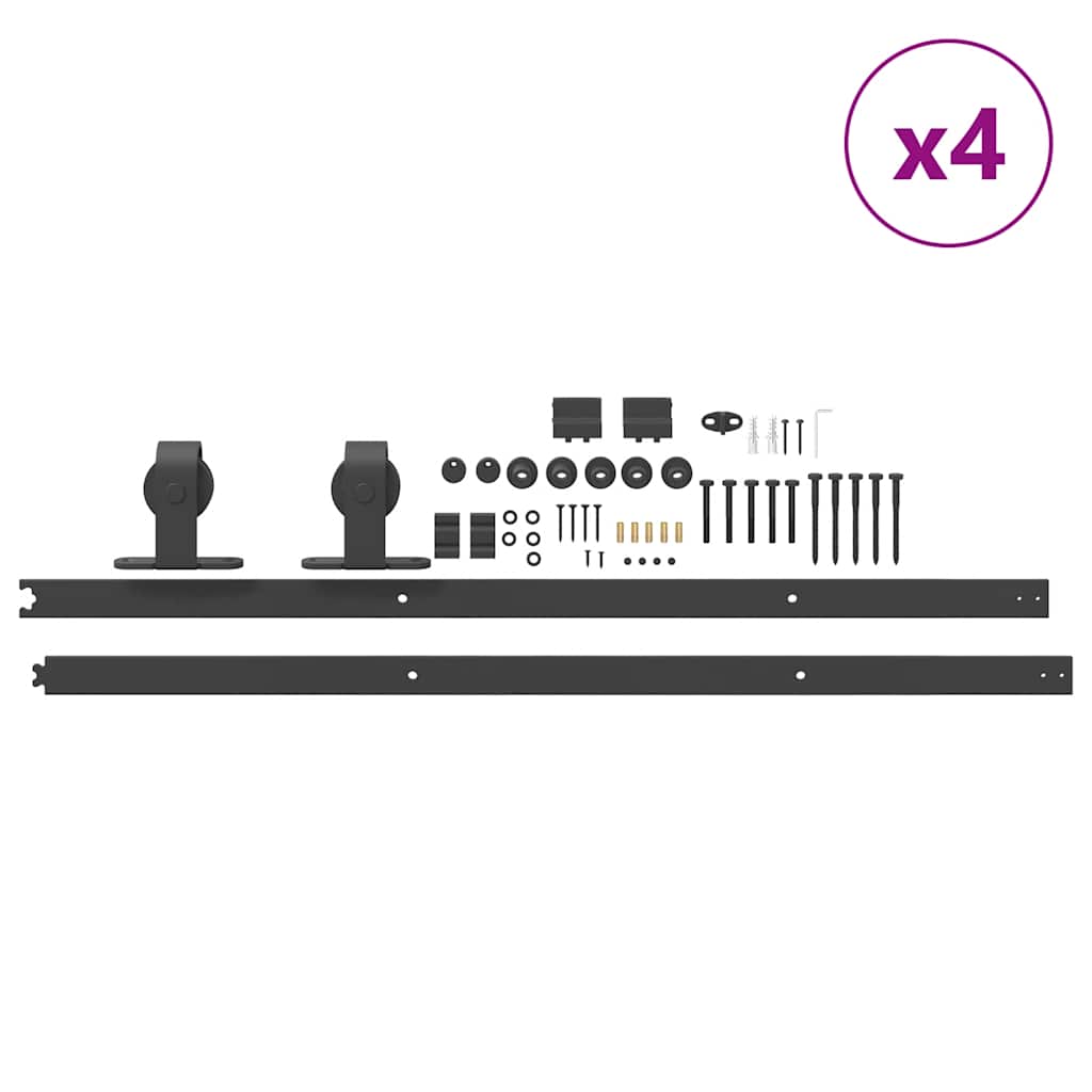 Sliding Door Hardware Kit 427 cm Steel Black