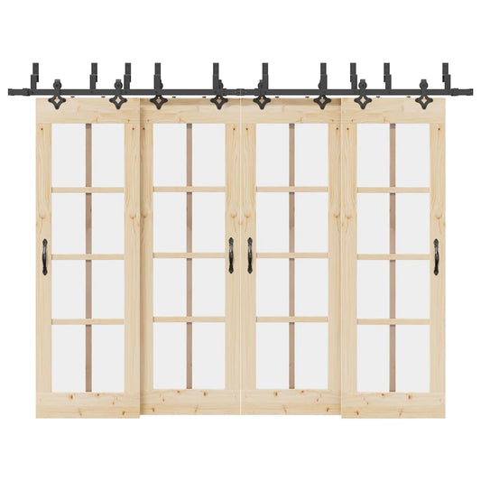 Sliding Door Hardware Kit 305 cm Steel Black