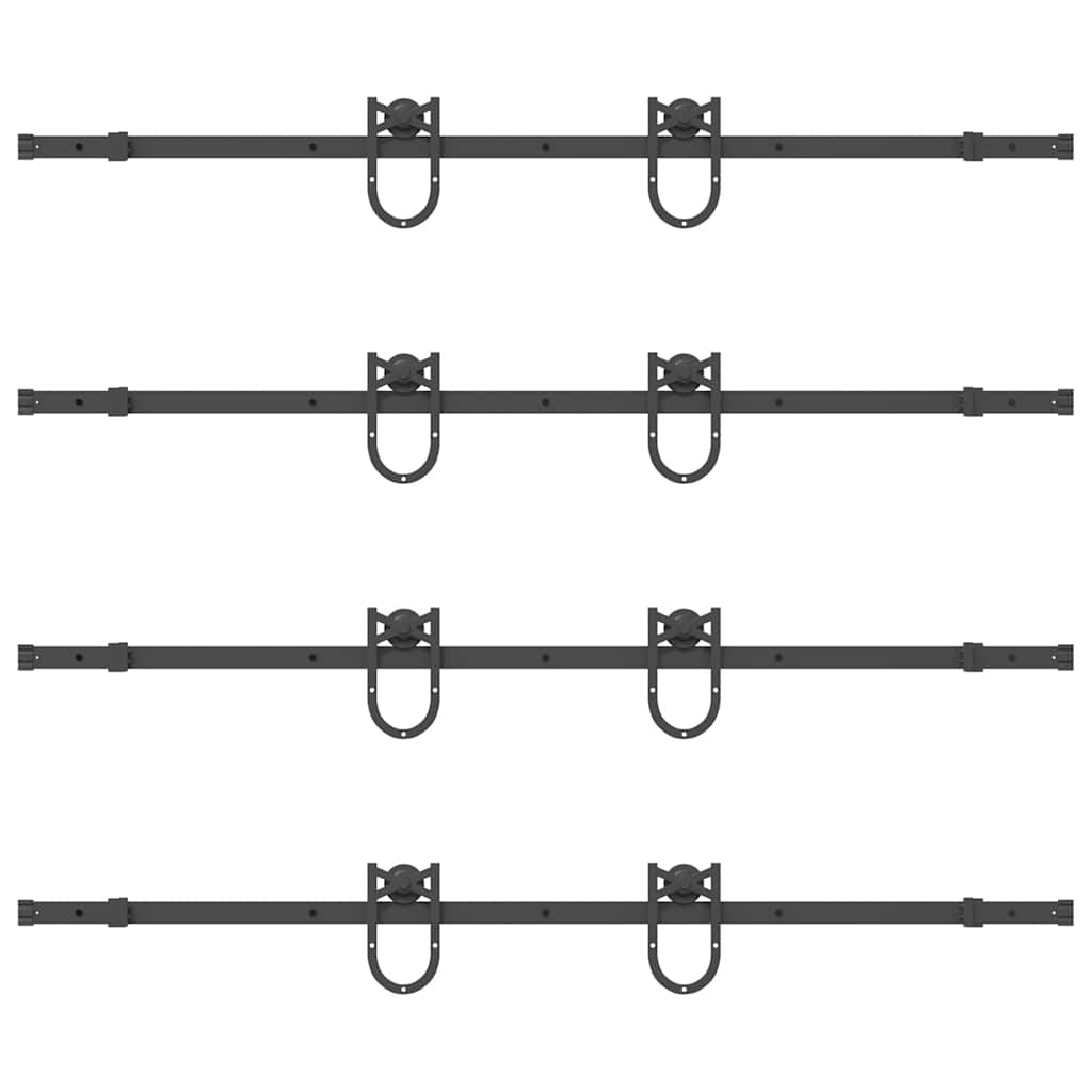 Sliding Door Hardware Kit 366 cm Steel Black