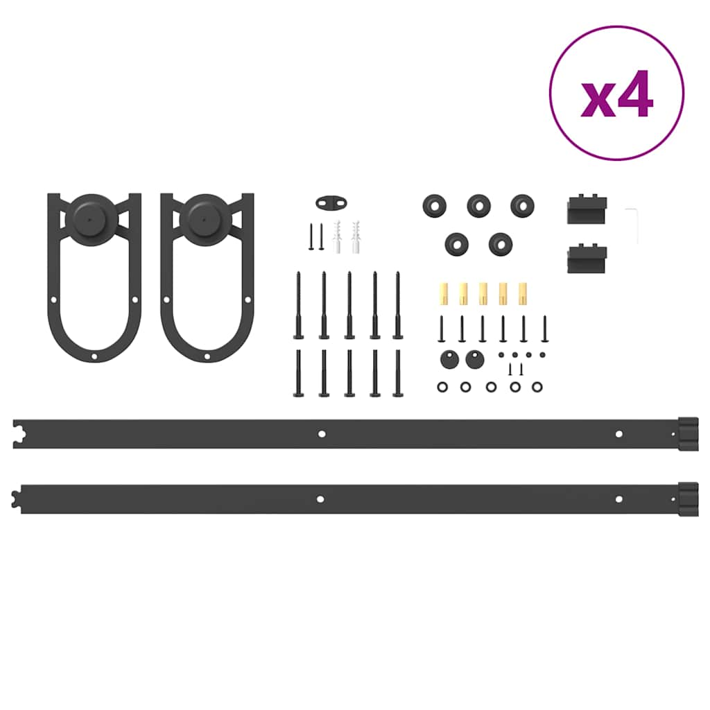 Sliding Door Hardware Kit 366 cm Steel Black