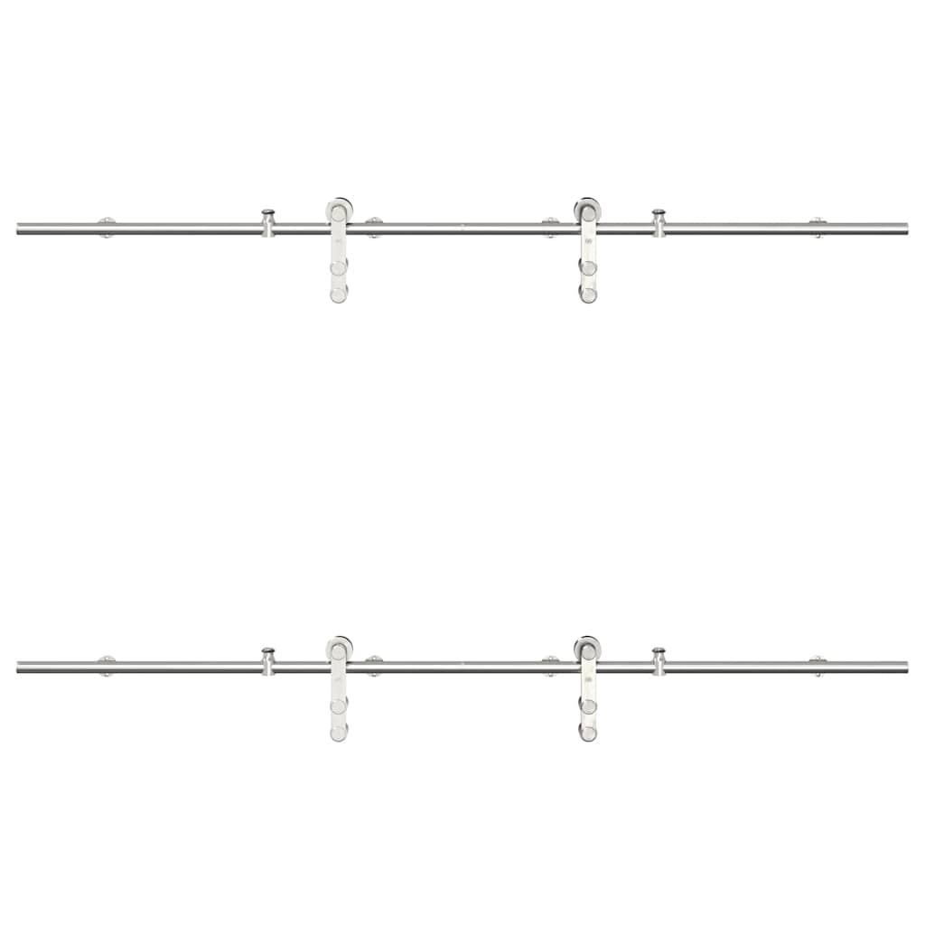 Sliding Door Hardware Kit 200 cm Stainless Steel Silver