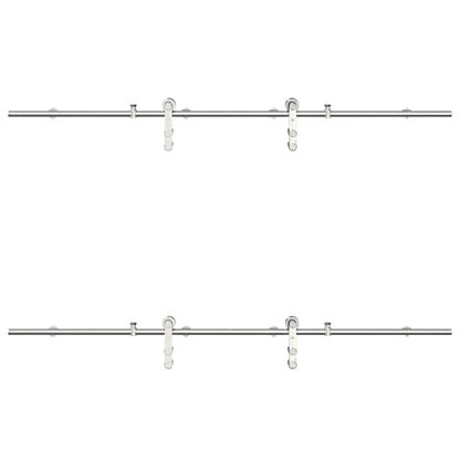 Sliding Door Hardware Kit 200 cm Stainless Steel Silver