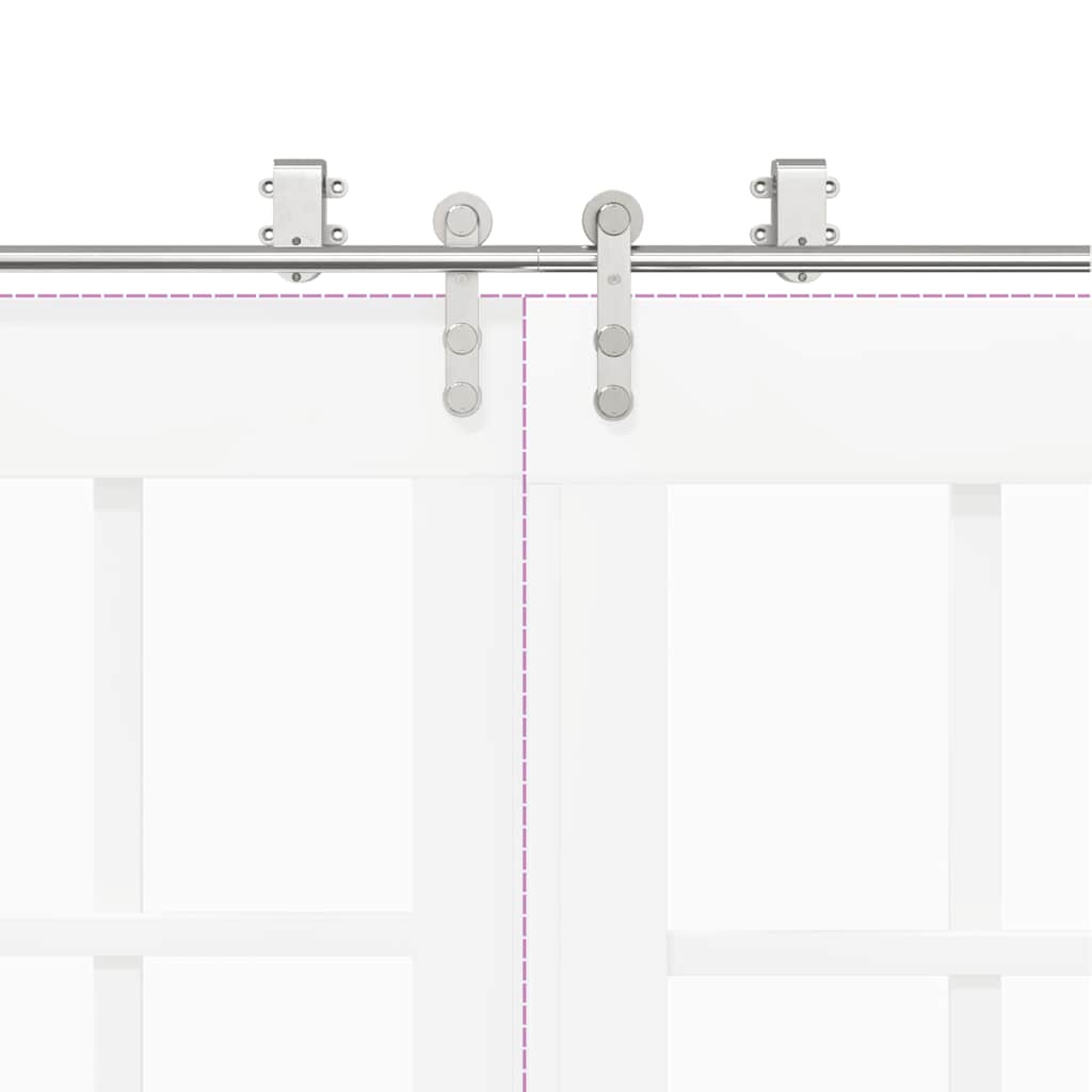 Sliding Door Hardware Kit 200 cm Stainless Steel Silver