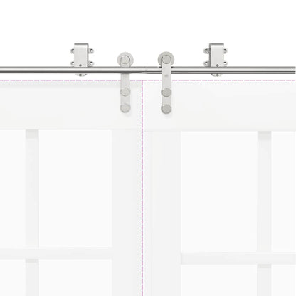 Sliding Door Hardware Kit 200 cm Stainless Steel Silver