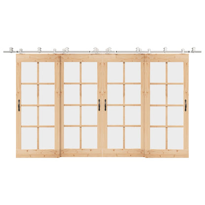 Sliding Door Hardware Kit 200 cm Stainless Steel Silver